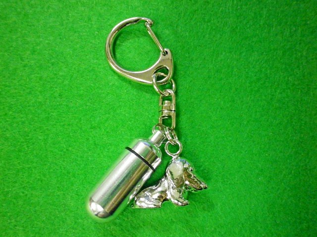 画像1: 「絆」ペットメモリアル　遺骨カプセルキーホルダー（カプセル　小）　Mダックスフンド　スムース (1)