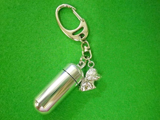 画像1: 「絆」ペットメモリアル　遺骨カプセルキーホルダー（カプセル　大）　マルチーズ (1)