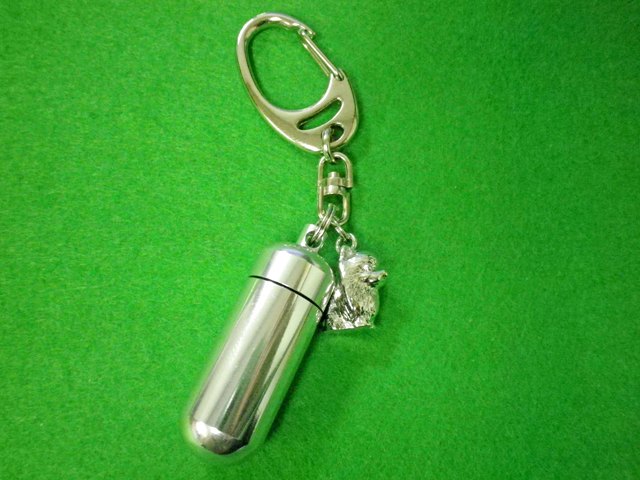 画像1: 「絆」ペットメモリアル　遺骨カプセルキーホルダー（カプセル　大）　ポメラニアン (1)